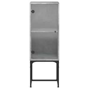 vidaXL Side Cabinet with Glass Doors Concrete Grey 35x37x100 cm