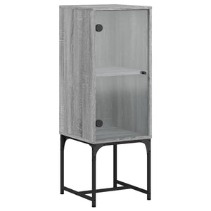 vidaXL Side Cabinet with Glass Doors Grey Sonoma 35x37x100 cm