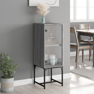 vidaXL Side Cabinet with Glass Doors Grey Sonoma 35x37x100 cm