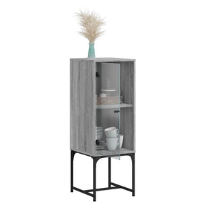 vidaXL Side Cabinet with Glass Doors Grey Sonoma 35x37x100 cm