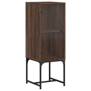 vidaXL Side Cabinet with Glass Doors Brown Oak 35x37x100 cm