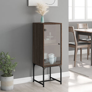 vidaXL Side Cabinet with Glass Doors Brown Oak 35x37x100 cm