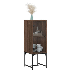 vidaXL Side Cabinet with Glass Doors Brown Oak 35x37x100 cm