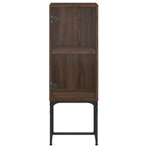 vidaXL Side Cabinet with Glass Doors Brown Oak 35x37x100 cm