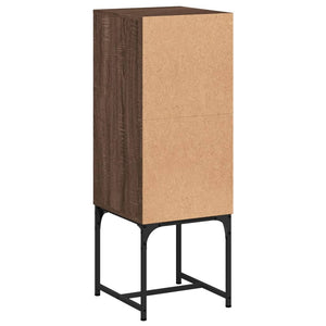 vidaXL Side Cabinet with Glass Doors Brown Oak 35x37x100 cm