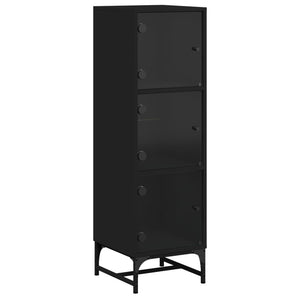 vidaXL Highboard with Glass Doors Black 35x37x120 cm