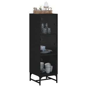 vidaXL Highboard with Glass Doors Black 35x37x120 cm