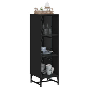 vidaXL Highboard with Glass Doors Black 35x37x120 cm