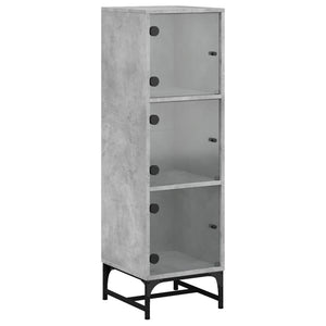 vidaXL Highboard with Glass Doors Concrete Grey 35x37x120 cm