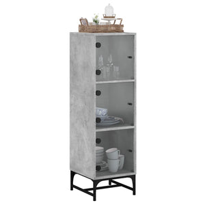 vidaXL Highboard with Glass Doors Concrete Grey 35x37x120 cm