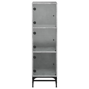 vidaXL Highboard with Glass Doors Concrete Grey 35x37x120 cm