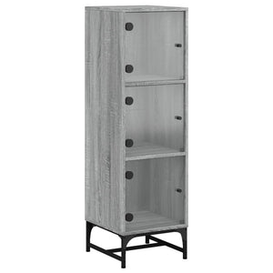 vidaXL Highboard with Glass Doors Grey Sonoma 35x37x120 cm