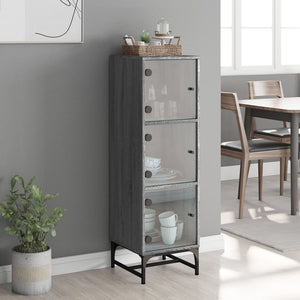 vidaXL Highboard with Glass Doors Grey Sonoma 35x37x120 cm