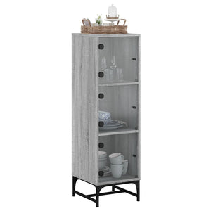 vidaXL Highboard with Glass Doors Grey Sonoma 35x37x120 cm