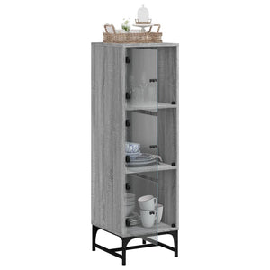 vidaXL Highboard with Glass Doors Grey Sonoma 35x37x120 cm