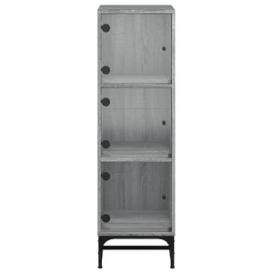 vidaXL Highboard with Glass Doors Grey Sonoma 35x37x120 cm