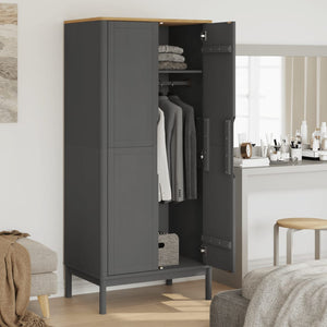 vidaXL Wardrobe FLORO Grey 77x53x171 cm Solid Wood Pine