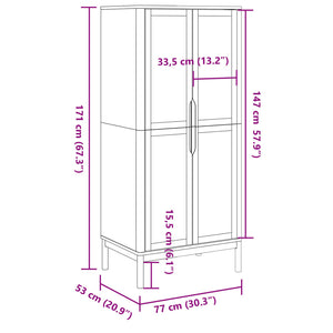 vidaXL Wardrobe FLORO Grey 77x53x171 cm Solid Wood Pine