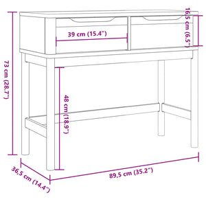 vidaXL Console Table FLORO Wax Brown 89.5x36.5x73 cm Solid Wood Pine