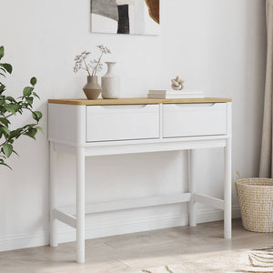 vidaXL Console Table FLORO White 89.5x36.5x73 cm Solid Wood Pine