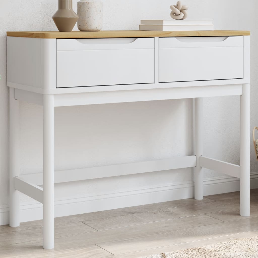 vidaXL Console Table FLORO White 89.5x36.5x73 cm Solid Wood Pine