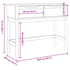 vidaXL Console Table FLORO Grey 89.5x36.5x73 cm Solid Wood Pine