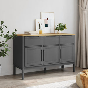 vidaXL Sideboard FLORO Grey 114x43x74 cm Solid Wood Pine