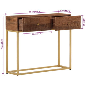 vidaXL Console Table 90x30x76 cm Solid Wood Mango and Iron