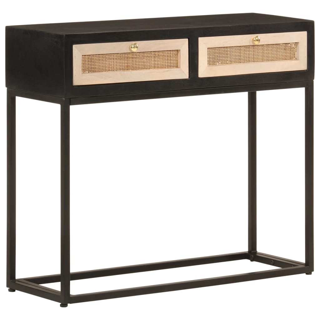 vidaXL Console Table Black 90x30x76 cm Solid Wood Mango and Iron