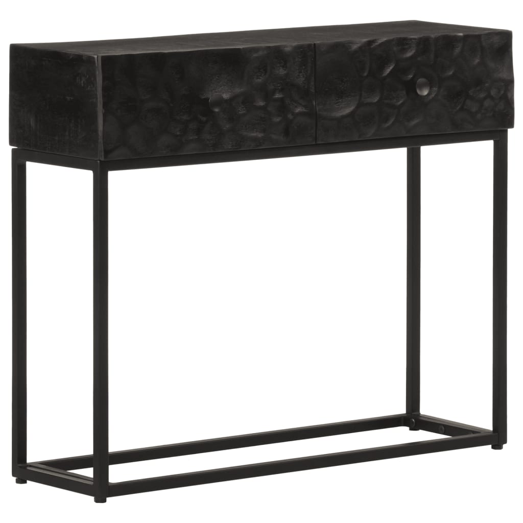 vidaXL Console Table Black 90x30x76 cm Solid Wood Mango and Iron