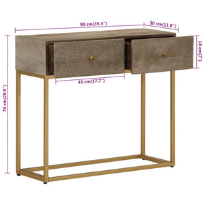 vidaXL Console Table 90x30x76 cm Solid Wood Mango and Iron