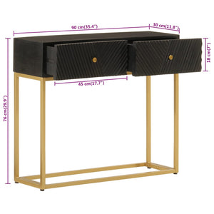 vidaXL Console Table Black 90x30x76 cm Solid Wood Mango and Iron