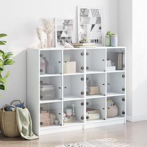 vidaXL Bookcase with Doors White 136x37x109 cm Engineered Wood