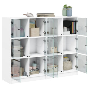 vidaXL Bookcase with Doors White 136x37x109 cm Engineered Wood