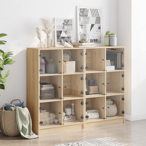 vidaXL Bookcase with Doors Sonoma Oak 136x37x109 cm Engineered Wood