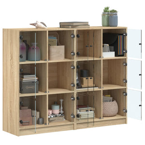 vidaXL Bookcase with Doors Sonoma Oak 136x37x109 cm Engineered Wood