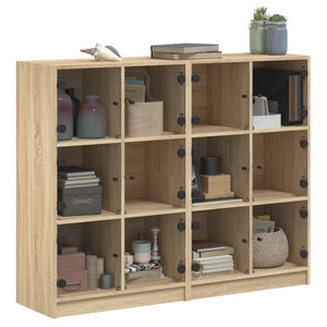 vidaXL Bookcase with Doors Sonoma Oak 136x37x109 cm Engineered Wood