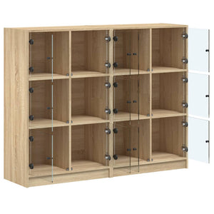 vidaXL Bookcase with Doors Sonoma Oak 136x37x109 cm Engineered Wood