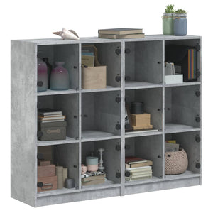 vidaXL Bookcase with Doors Concrete Grey 136x37x109 cm Engineered Wood