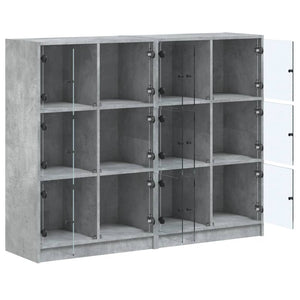 vidaXL Bookcase with Doors Concrete Grey 136x37x109 cm Engineered Wood