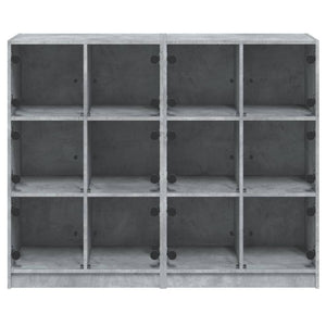 vidaXL Bookcase with Doors Concrete Grey 136x37x109 cm Engineered Wood