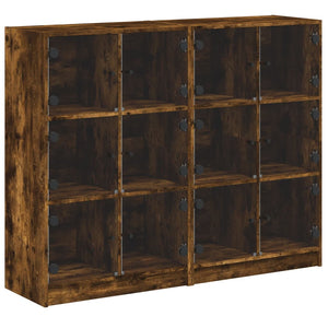 vidaXL Bookcase with Doors Smoked Oak 136x37x109 cm Engineered Wood