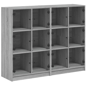 vidaXL Bookcase with Doors Grey Sonoma 136x37x109 cm Engineered Wood