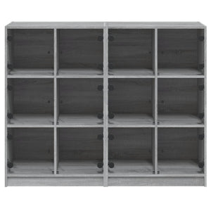 vidaXL Bookcase with Doors Grey Sonoma 136x37x109 cm Engineered Wood