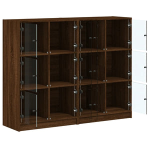 vidaXL Bookcase with Doors Brown Oak 136x37x109 cm Engineered Wood