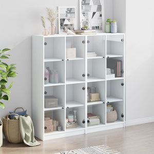 vidaXL Bookcase with Doors White 136x37x142 cm Engineered Wood