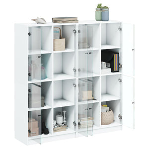 vidaXL Bookcase with Doors White 136x37x142 cm Engineered Wood