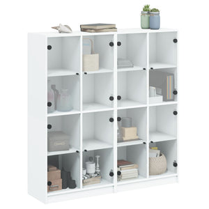 vidaXL Bookcase with Doors White 136x37x142 cm Engineered Wood