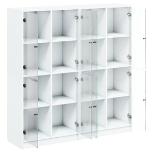 vidaXL Bookcase with Doors White 136x37x142 cm Engineered Wood