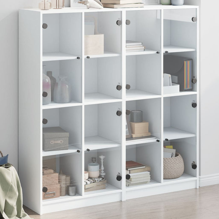 vidaXL Bookcase with Doors White 136x37x142 cm Engineered Wood